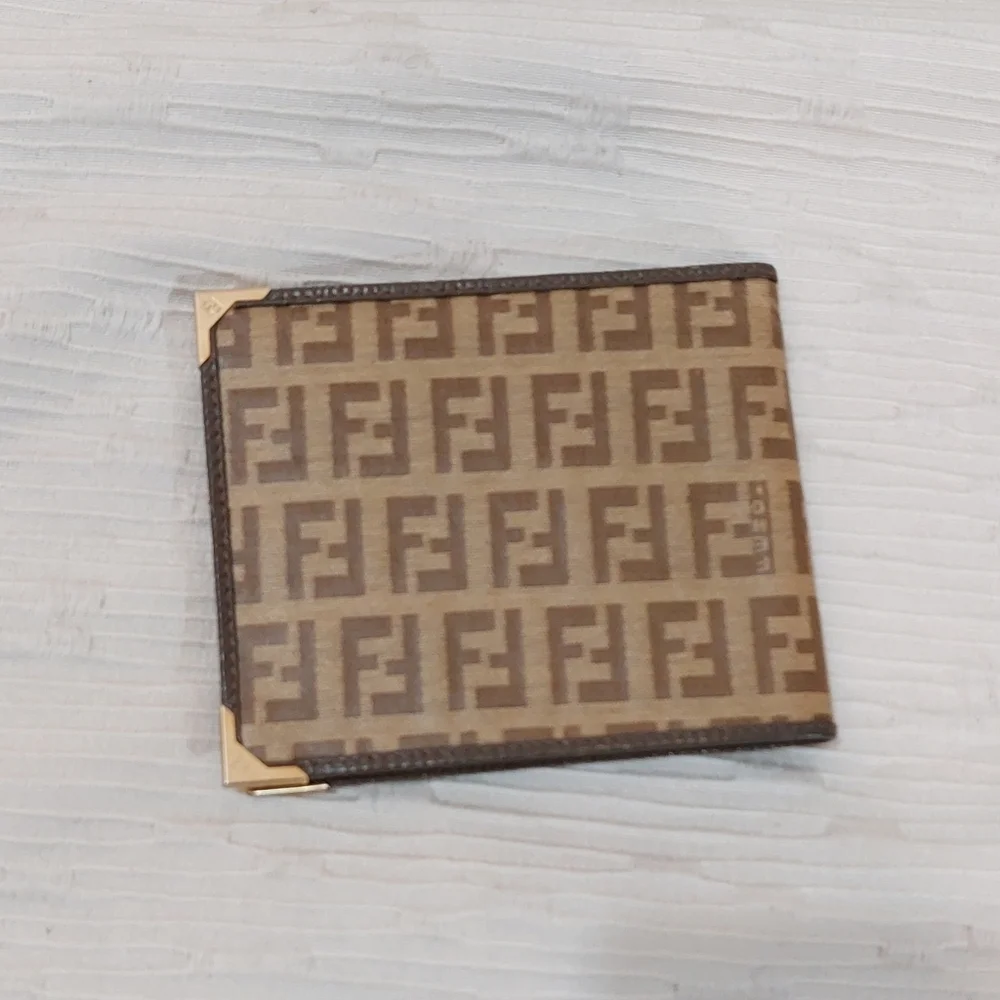 Fendi Brown Monogram Bifold Wallet with Corner Hardware